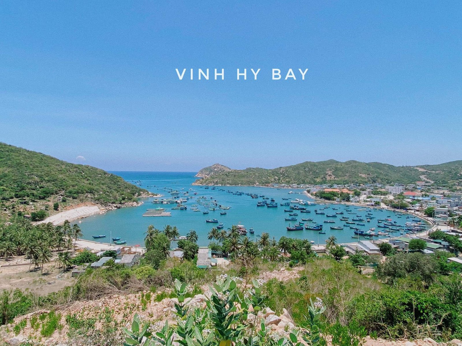 Toàn cảnh vẻ đẹp hoang sơ, lãng mạn của vịnh Vĩnh Hy Ninh Thuận. Ảnh: Ha Nguyen