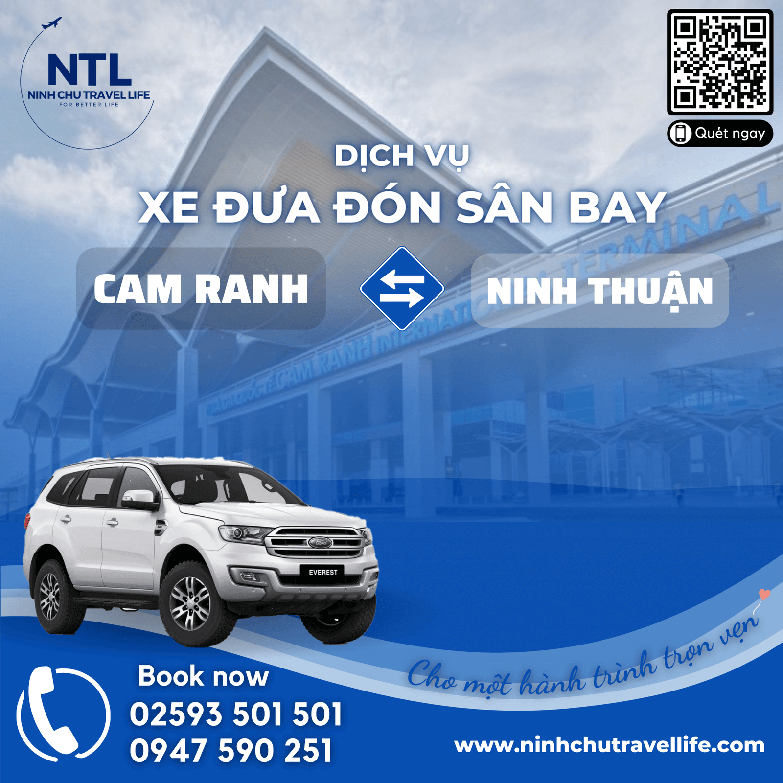 Đặt thuê xe đưa đón sân bay Cam Ranh Ninh Thuận chất lượng giá tốt tại Ninh Chữ Travel Life
