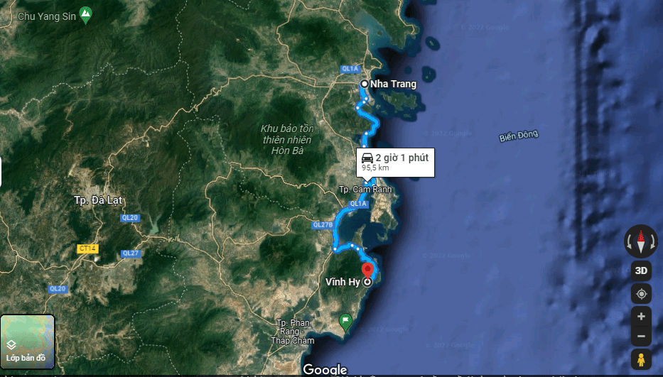 Từ Nha Trang đi Vĩnh Hy Ninh Thuận mất hơn 2h đồng hồ